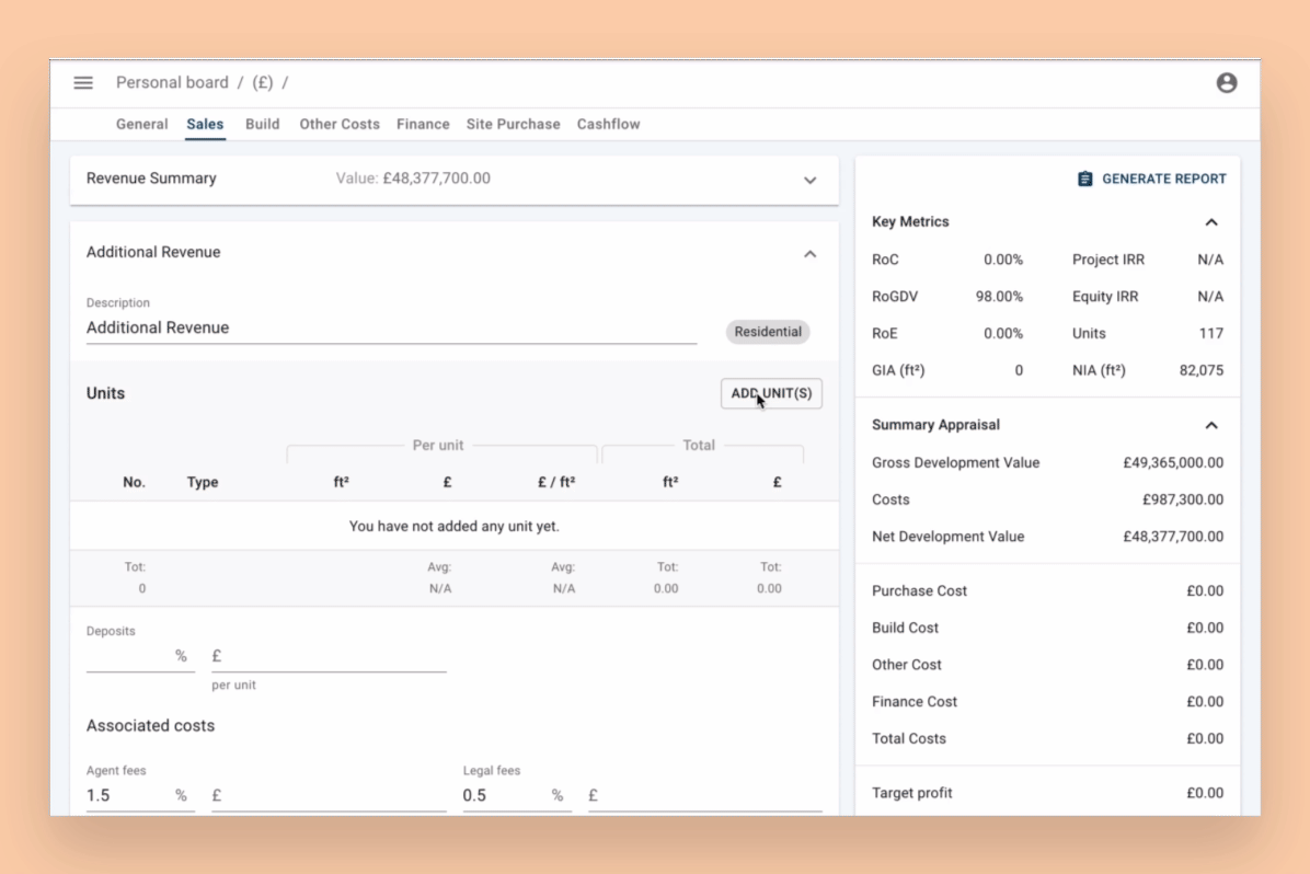 How to add units within the sales tab in Aprao 