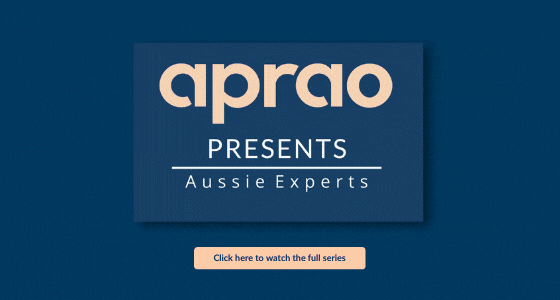 A gif showing falling stars around an advert for Aprao's Aussie Experts series.