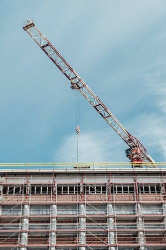 development site with a crane